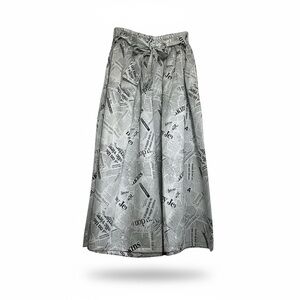 Stylish Newspaper Print Extra Wide Leg Pants with Pockets